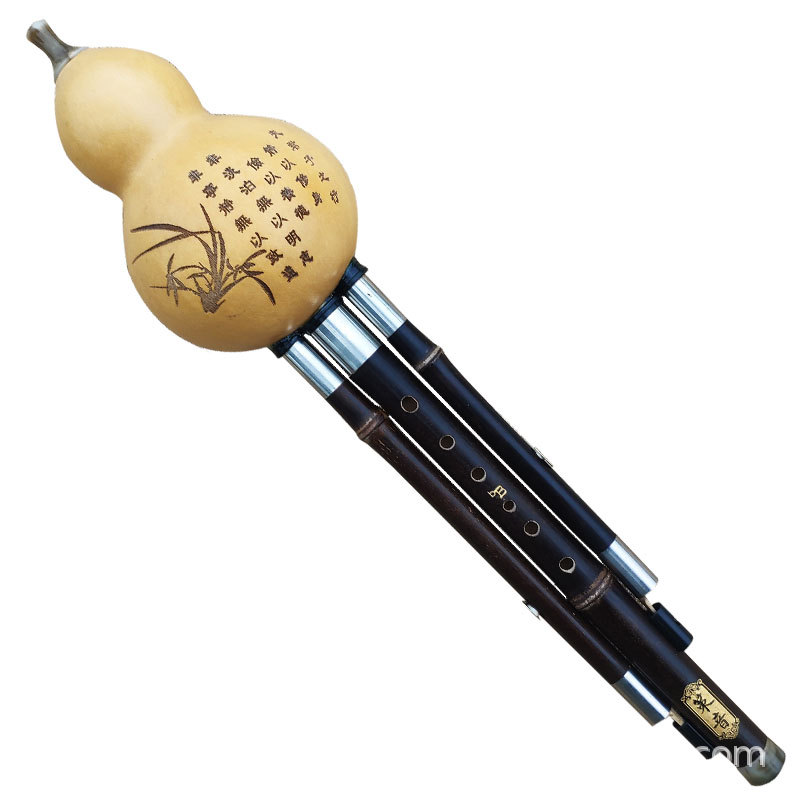 Bagpipe Practice Chanter - Flûte Hulusi en bambou noir, double