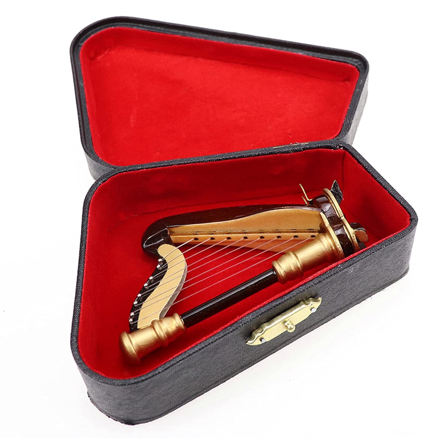 Musical Instrument Project - B05C-harpe Miniature en bois avec étui,