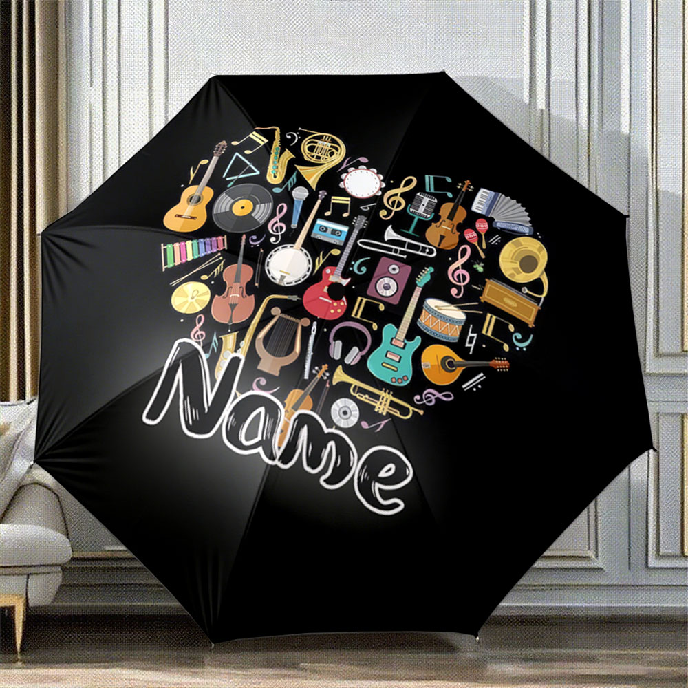 Musical Instrument And Names - Parapluie personnalisé avec nom, 
